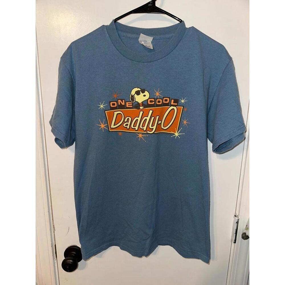 Vtg Snoopy - “One Cool Daddy-O” - Blue Shirt, Delta Pro Weight Size Medium